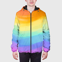 Куртка с капюшоном мужская РАДУЖНЫЕ ВОЛНЫ RAINBOW WAVES Z, цвет: 3D-черный — фото 2