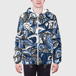 Куртка с капюшоном мужская Синий камуфляж с щупальцами, цвет: 3D-белый — фото 2
