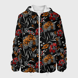 Куртка с капюшоном мужская Цветочный модный узор, цвет: 3D-белый