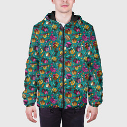 Куртка с капюшоном мужская День Рождения, цвет: 3D-черный — фото 2