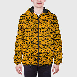 Куртка с капюшоном мужская Хэллоуинские Тыквы, цвет: 3D-черный — фото 2