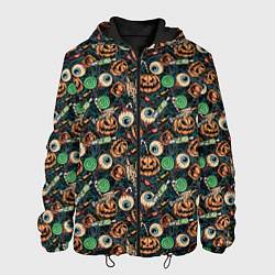 Куртка с капюшоном мужская Счастливого Хэллоуина, цвет: 3D-черный