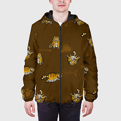 Куртка с капюшоном мужская Тигрята, цвет: 3D-черный — фото 2