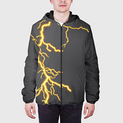 Куртка с капюшоном мужская Яркая молния, цвет: 3D-черный — фото 2