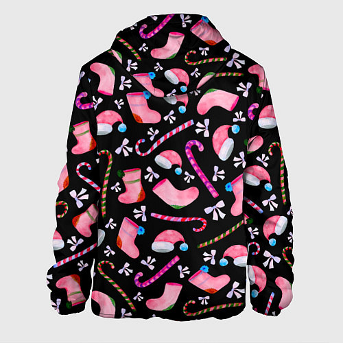 Мужская куртка Новогодняя ночь, акварельный узор / 3D-Черный – фото 2