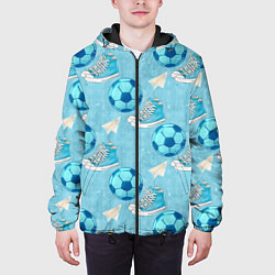Куртка с капюшоном мужская Юный футболист, цвет: 3D-черный — фото 2