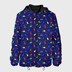 Куртка с капюшоном мужская Разноцветные Лампочки, цвет: 3D-черный