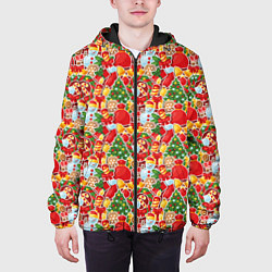 Куртка с капюшоном мужская Merry Christmas символика, цвет: 3D-черный — фото 2