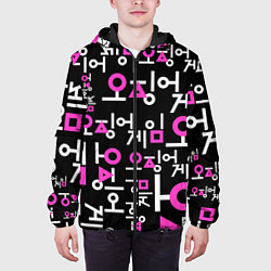 Куртка с капюшоном мужская Игра в кальмара лого узор, цвет: 3D-черный — фото 2