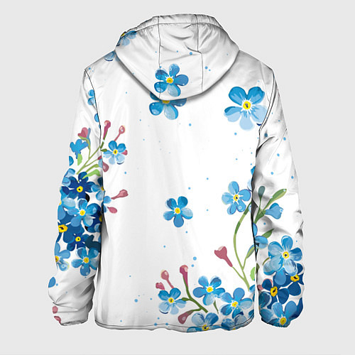 Мужская куртка Букет голубых цветов / 3D-Черный – фото 2