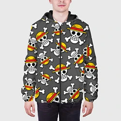Куртка с капюшоном мужская Ван-Пис, Мугивара узор, цвет: 3D-черный — фото 2