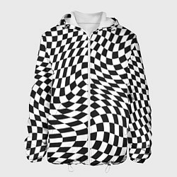 Куртка с капюшоном мужская Черно-белая клетка Black and white squares, цвет: 3D-белый