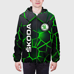 Куртка с капюшоном мужская 3D плиты с подсветкой Шкода, цвет: 3D-черный — фото 2