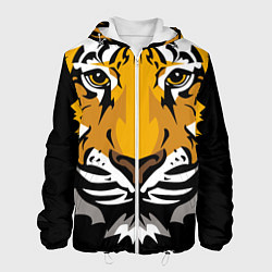 Куртка с капюшоном мужская Суровый взгляд тигра, цвет: 3D-белый