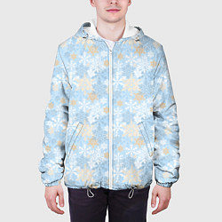 Куртка с капюшоном мужская Узоры Снежинки, цвет: 3D-белый — фото 2