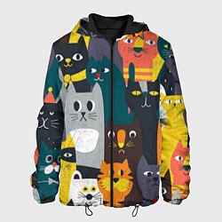 Куртка с капюшоном мужская Крутые коты, цвет: 3D-черный