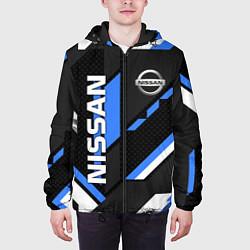 Куртка с капюшоном мужская НИССАН ЛОГО СИНИЯ ГЕОМЕТРИЯ CYBER, цвет: 3D-черный — фото 2