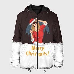 Куртка с капюшоном мужская Снегурка Merry Christmas, цвет: 3D-черный