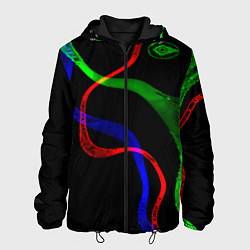 Куртка с капюшоном мужская Неоновый хаос 3DNeon chaos 3D, цвет: 3D-черный