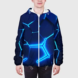 Куртка с капюшоном мужская 3D ПЛИТЫ NEON STEEL НЕОНОВЫЕ ПЛИТЫ, цвет: 3D-белый — фото 2