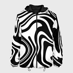 Куртка с капюшоном мужская Черно-белые полосы Black and white stripes, цвет: 3D-черный