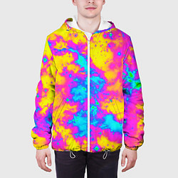 Куртка с капюшоном мужская Яркая абстракция космических красок, цвет: 3D-белый — фото 2