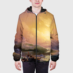 Куртка с капюшоном мужская Шторм в море девятый вал, цвет: 3D-черный — фото 2