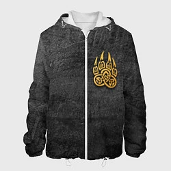 Куртка с капюшоном мужская Волчий отпечаток золотом Символ Велеса, цвет: 3D-белый