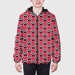 Куртка с капюшоном мужская Следы от Лап с Сердечками, цвет: 3D-черный — фото 2