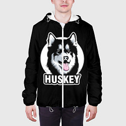 Куртка с капюшоном мужская Собака Хаски Husky, цвет: 3D-белый — фото 2