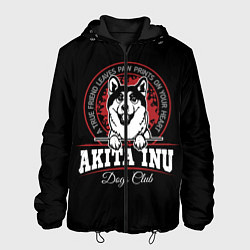 Куртка с капюшоном мужская Акита-Ину Akita Inu, цвет: 3D-черный