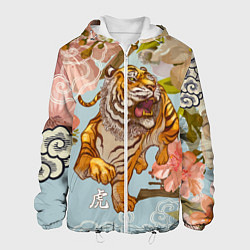 Куртка с капюшоном мужская Китайский тигр Символ 2022 года, цвет: 3D-белый