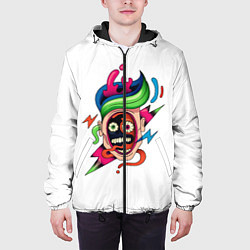 Куртка с капюшоном мужская Комичное Лицо - Абстрактные Фигуры Модерн, цвет: 3D-черный — фото 2