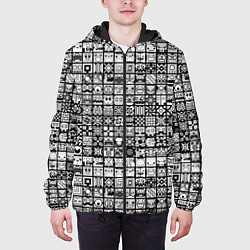 Куртка с капюшоном мужская Geometry Dash: BW Pattern, цвет: 3D-черный — фото 2