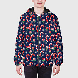 Куртка с капюшоном мужская Christmas Candy, цвет: 3D-черный — фото 2