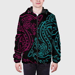 Куртка с капюшоном мужская НЕОНОВЫЕ ДРАКОНЫ NEON DRAGON, цвет: 3D-черный — фото 2