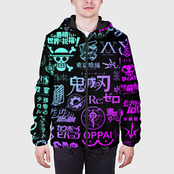 Куртка с капюшоном мужская Аниме лого, цвет: 3D-черный — фото 2
