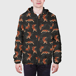 Куртка с капюшоном мужская Тигр-хищник в облаках, цвет: 3D-черный — фото 2