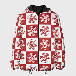 Куртка с капюшоном мужская Шахматные Снежинки, цвет: 3D-черный