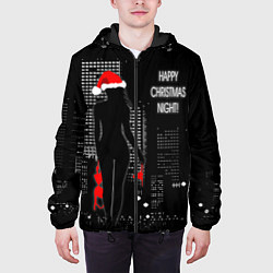 Куртка с капюшоном мужская Happy Christmas Night!, цвет: 3D-черный — фото 2