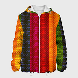 Куртка с капюшоном мужская Вязаная радуга, цвет: 3D-белый