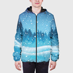 Куртка с капюшоном мужская ЗИМНИЙ ЛЕС WINTER FOREST, цвет: 3D-черный — фото 2