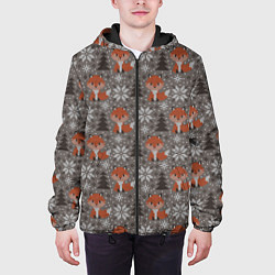 Куртка с капюшоном мужская Вязанные лисички, цвет: 3D-черный — фото 2