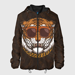 Куртка с капюшоном мужская Крутой тигр в очках с цепью, цвет: 3D-черный