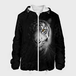 Мужская куртка Тигр черно-белый соты