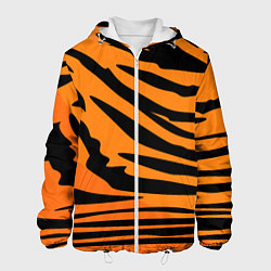Куртка с капюшоном мужская Шкура шерсть тигра, цвет: 3D-белый