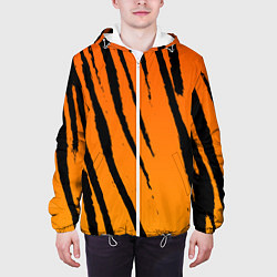 Куртка с капюшоном мужская Шкура тигра диагональ, цвет: 3D-белый — фото 2