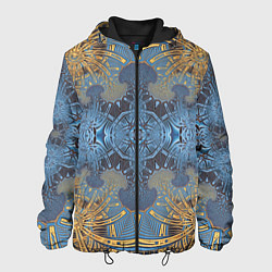 Куртка с капюшоном мужская Коллекция Фрактальная мозаика Желто-синий 292-6-n1, цвет: 3D-черный