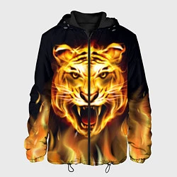 Куртка с капюшоном мужская Тигр В Пламени, цвет: 3D-черный