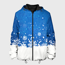 Куртка с капюшоном мужская Снежинки - С Новым Годом, цвет: 3D-черный